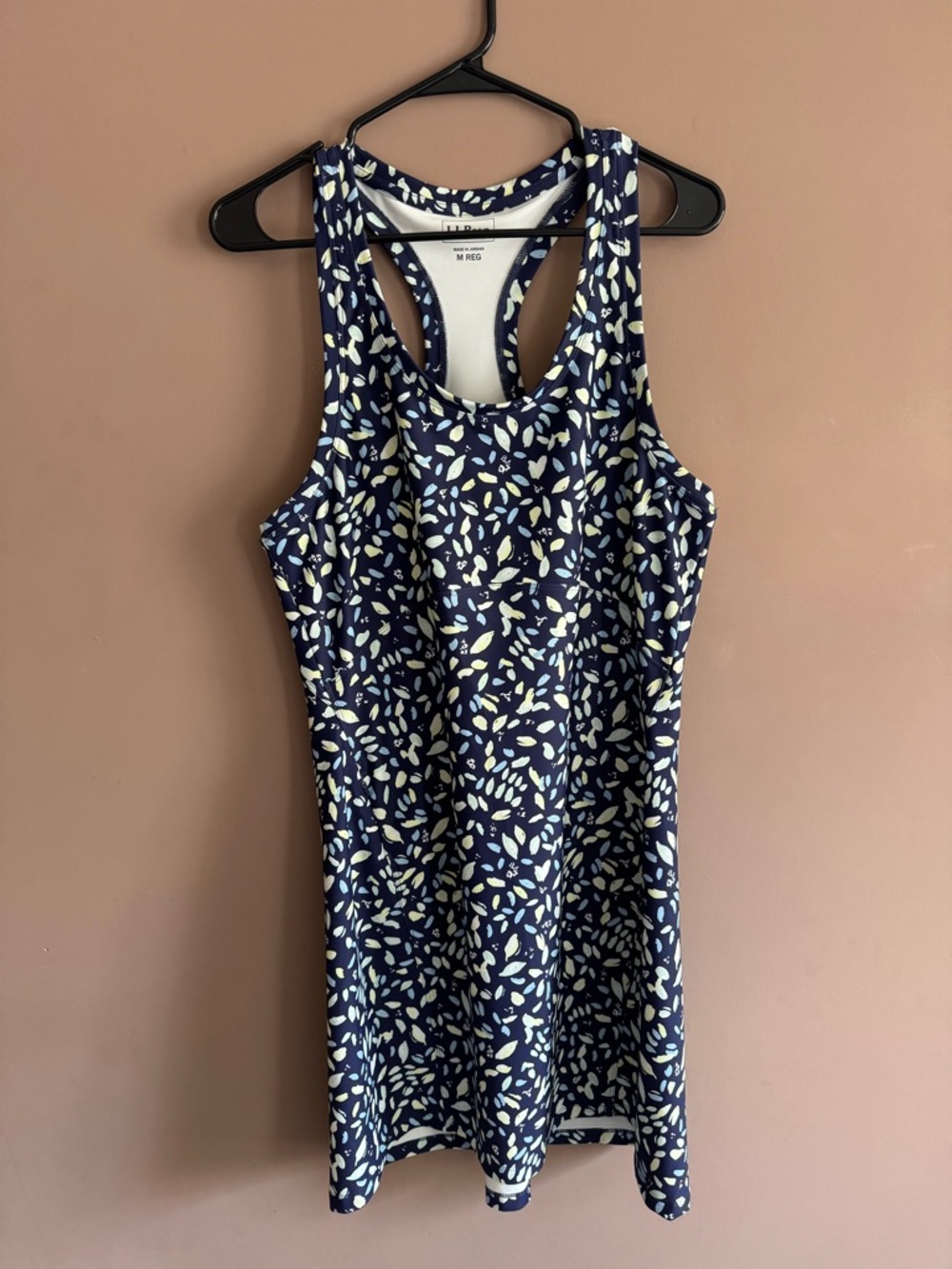 L.L.Bean Navy Blue Floral Racerback Tank Dress